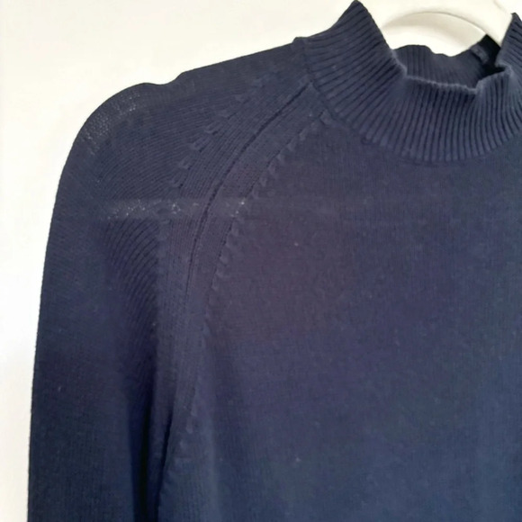 Everlane The Mock Neck Cotton Sweater Navy Blue Size XXS Classic Minimalist - Picture 8 of 10